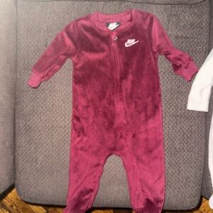 Nike Red, Grey & Cream Footies One Piece with Cozy Full Coverage